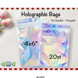 Holographic Re-Sealable Bags 4x6” 20ct~NEW~W/20ct Free Thank you stickers